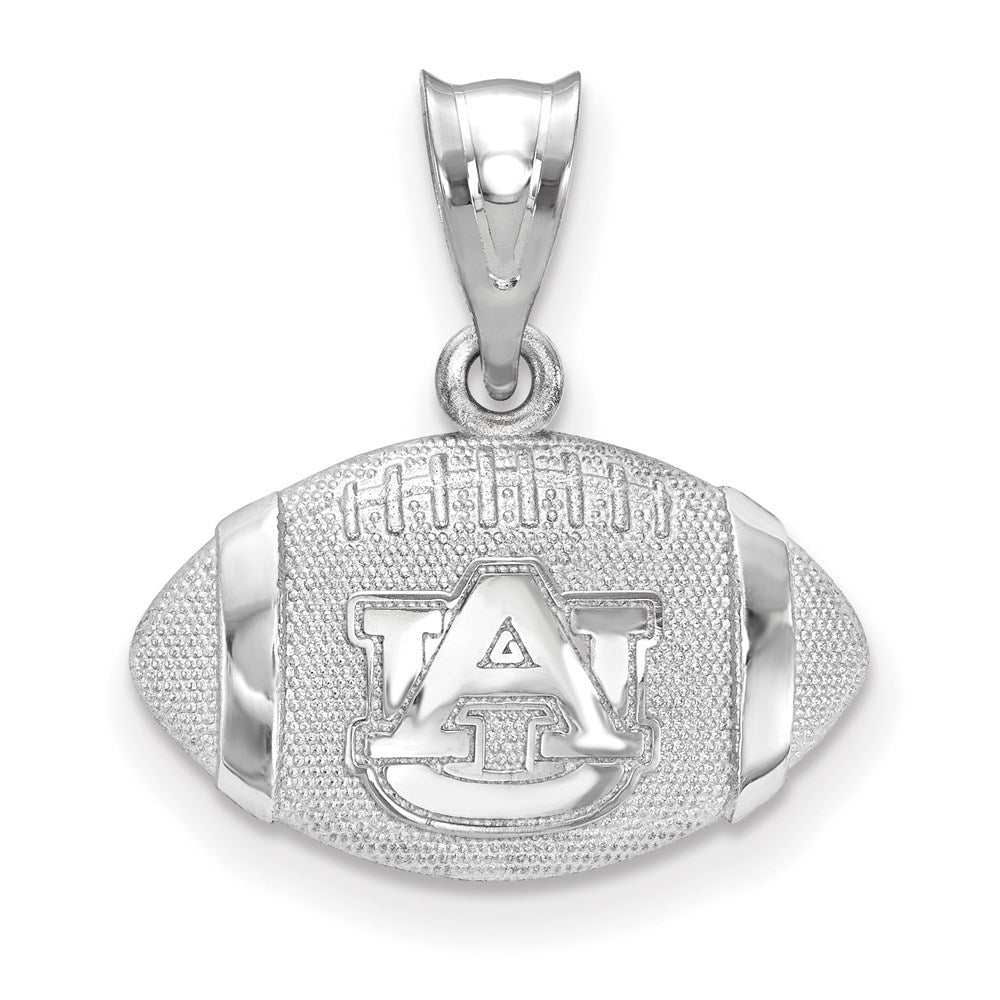 Sterling Silver Rhodium Plated Logoart Auburn University Domed Football Pendant