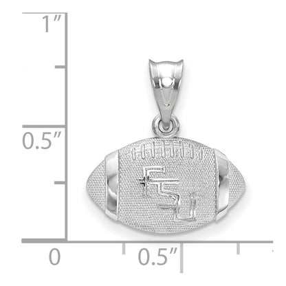 Sterling Silver Rhodium Plated Logoart Florida State University F S U Domed Football Pendant
