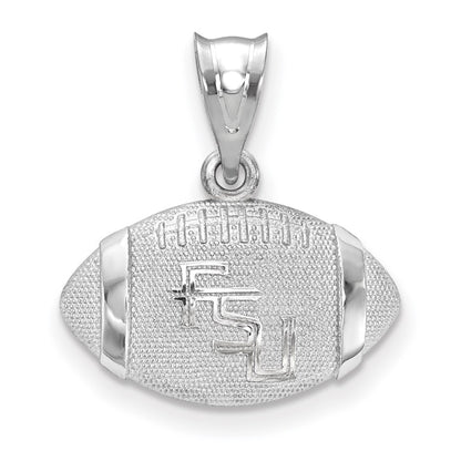 Sterling Silver Rhodium Plated Logoart Florida State University F S U Domed Football Pendant