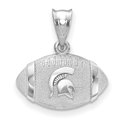 Sterling Silver Rhodium Plated Logoart Michigan State University Spartan Football Pendant