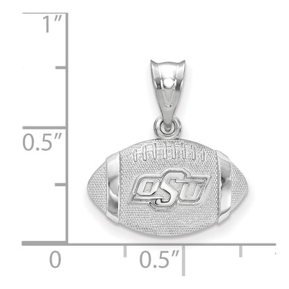 Sterling Silver Rhodium Plated Logoart Oklahoma State University O S U Football Pendant