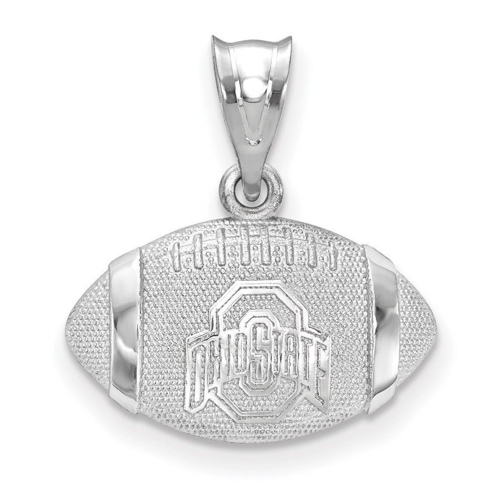 Sterling Silver Rhodium Plated Logoart The Ohio State University Domed Football Pendant