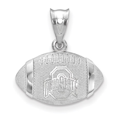 Sterling Silver Rhodium Plated Logoart The Ohio State University Domed Football Pendant