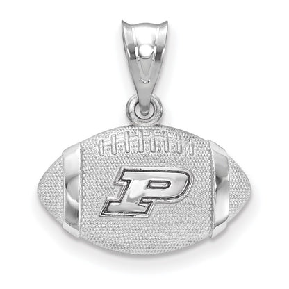 Sterling Silver Rhodium Plated Logoart Purdue University Letter P Domed Football Pendant