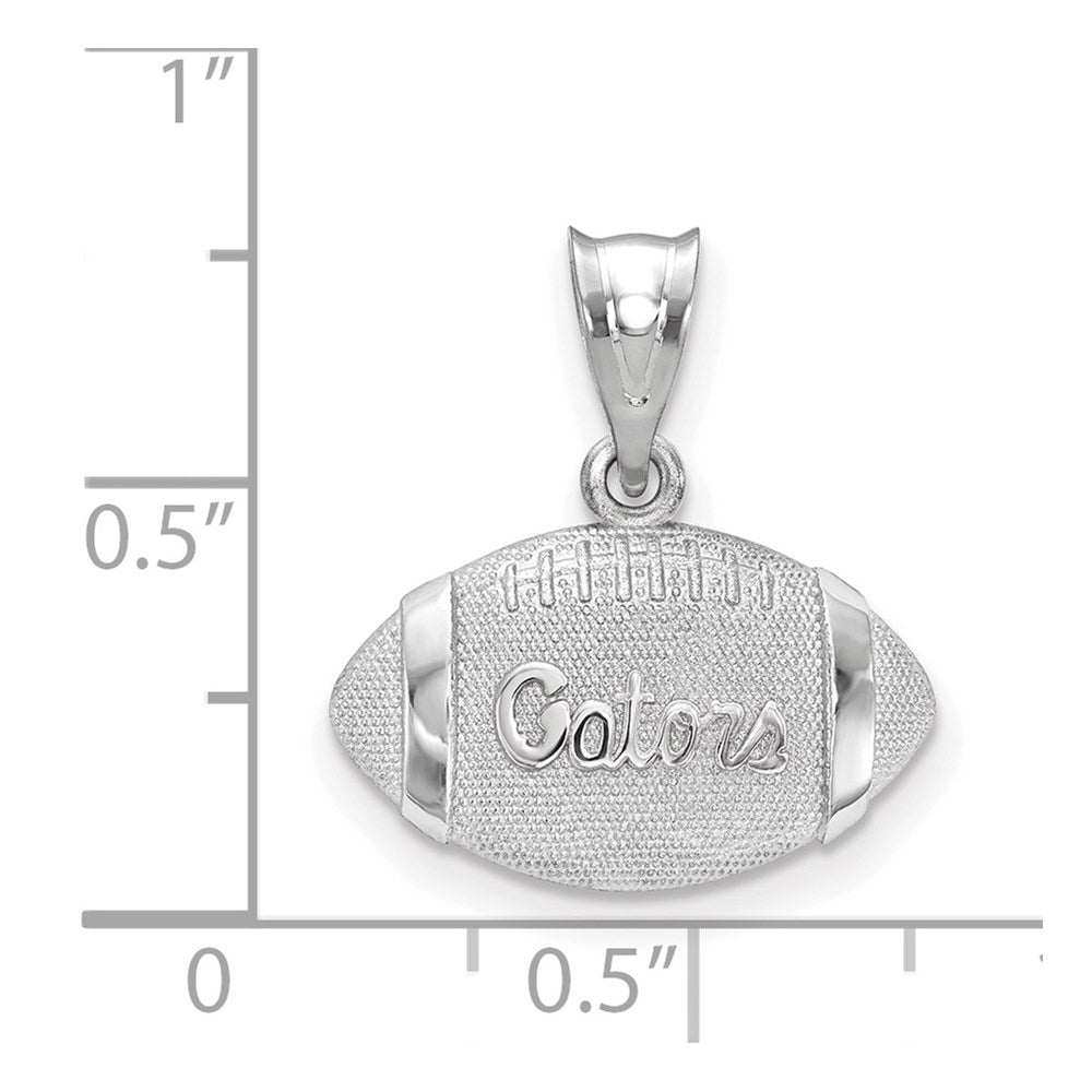 Sterling Silver Rhodium Plated Logoart University Of Florida Gators Script Football Pendant