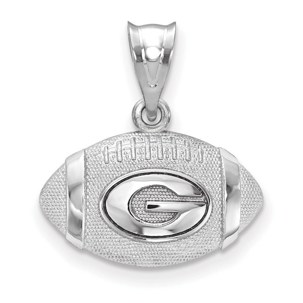 Sterling Silver Rhodium Plated Logoart University Of Georgia Letter G Football Pendant