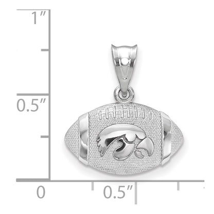 Sterling Silver Rhodium Plated Logoart The University Of Iowa Hawk Football Pendant