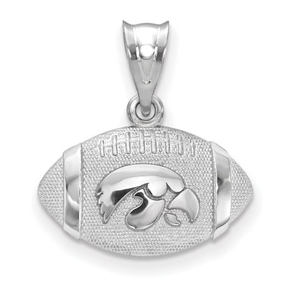 Sterling Silver Rhodium Plated Logoart The University Of Iowa Hawk Football Pendant