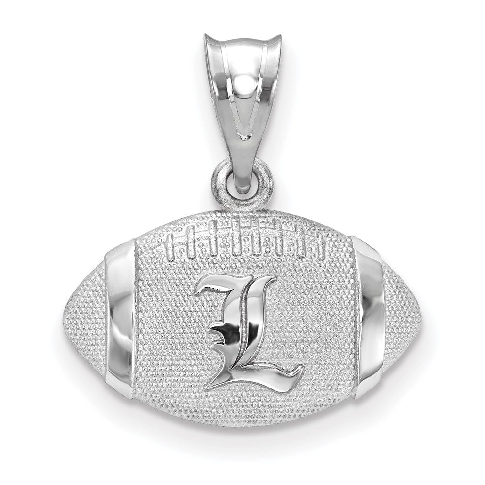 Sterling Silver Rhodium Plated Logoart University Of Louisville Letter L Football Pendant