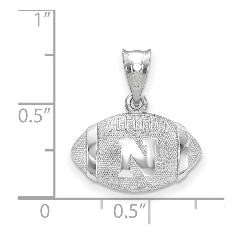 Sterling Silver Rhodium Plated Logoart University Of Nebraska Letter N Football Pendant