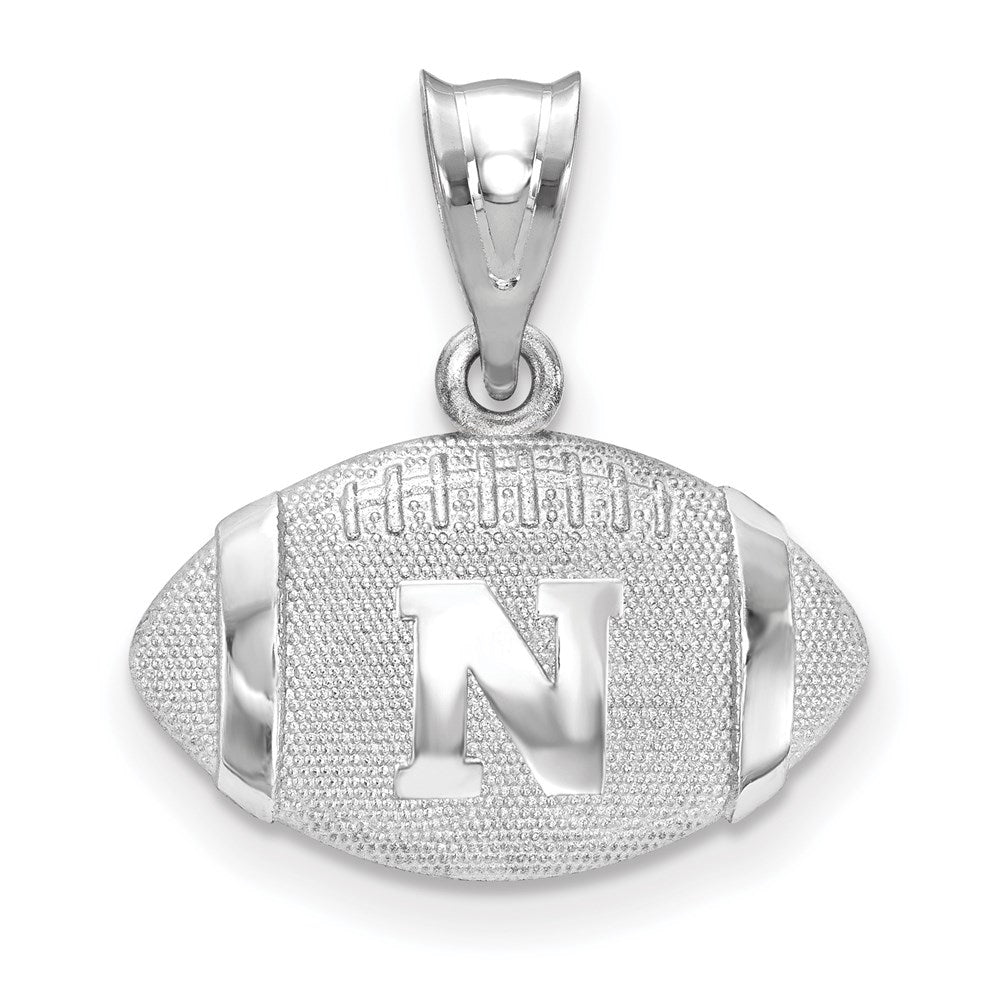 Sterling Silver Rhodium Plated Logoart University Of Nebraska Letter N Football Pendant