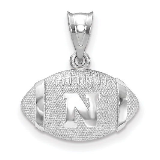 Sterling Silver Rhodium Plated Logoart University Of Nebraska Letter N Football Pendant