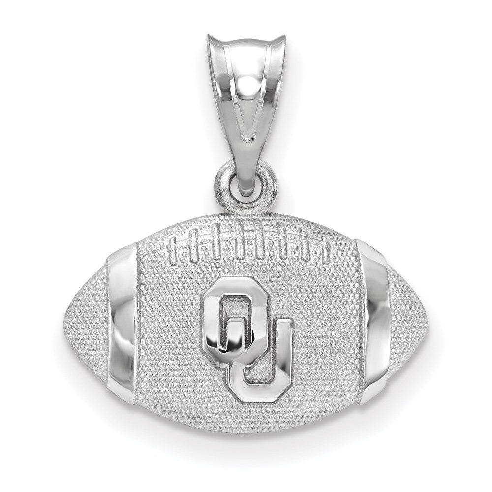 Sterling Silver Rhodium Plated Logoart University Of Oklahoma O U Football Pendant