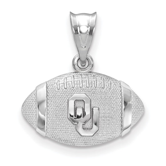 Sterling Silver Rhodium Plated Logoart University Of Oklahoma O U Football Pendant