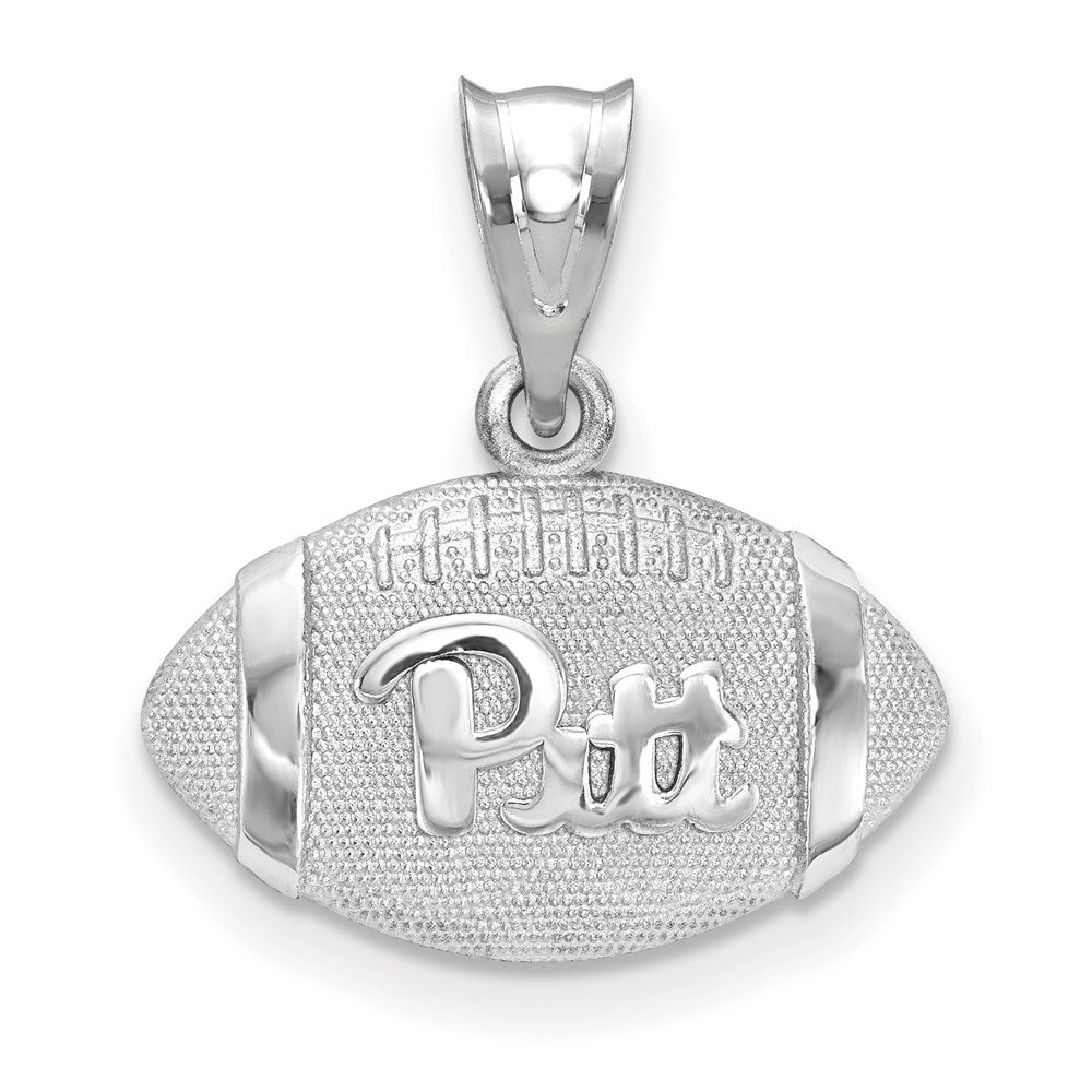 Sterling Silver Rhodium Plated Logoart University Of Pittsburgh Domed Football Pendant
