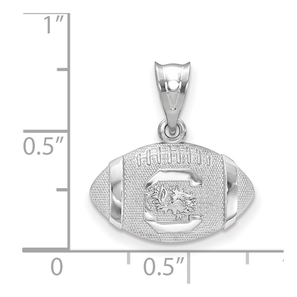 Sterling Silver Rhodium Plated Logoart University Of South Carolina Football Pendant