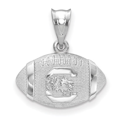 Sterling Silver Rhodium Plated Logoart University Of South Carolina Football Pendant