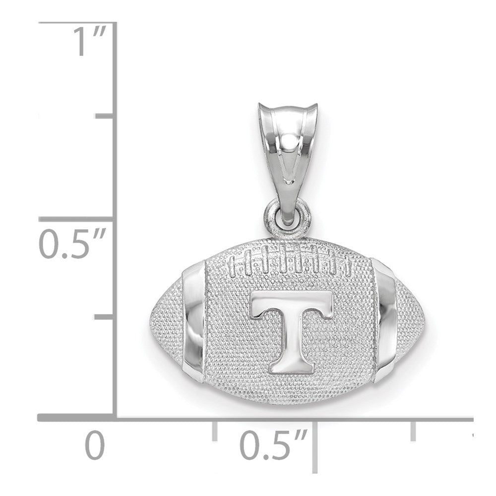 Sterling Silver Rhodium Plated Logoart University Of Tennessee Letter T Football Pendant