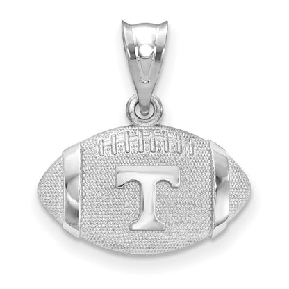 Sterling Silver Rhodium Plated Logoart University Of Tennessee Letter T Football Pendant