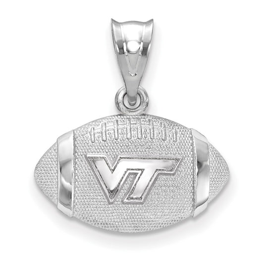 Sterling Silver Rhodium Plated Logoart Virginia Tech V T Football Pendant