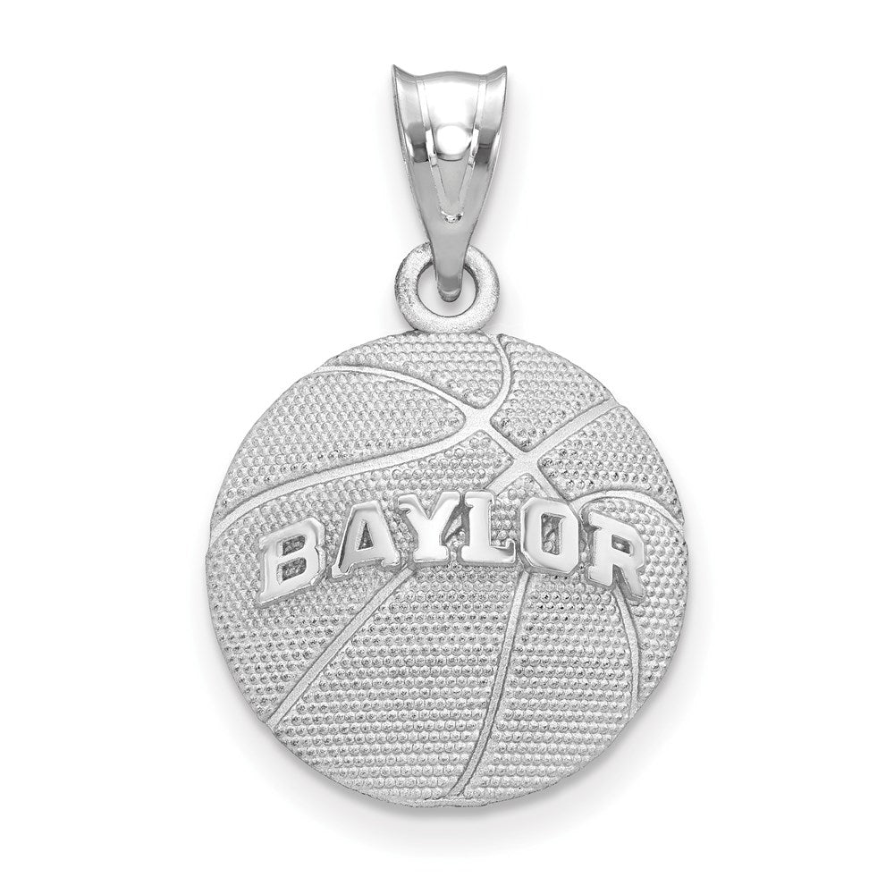 Sterling Silver Rhodium Plated Logoart Baylor University Basketball Pendant