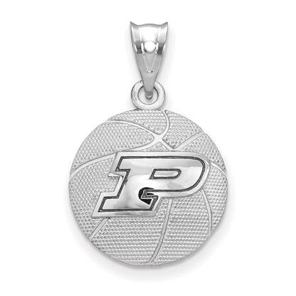 Sterling Silver Rhodium Plated Logoart Purdue University Letter P Basketball Pendant