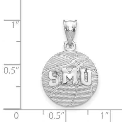 Sterling Silver Rhodium Plated Logoart Southern Methodist University S M U Basketball Pendant