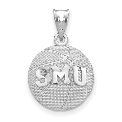 Sterling Silver Rhodium Plated Logoart Southern Methodist University S M U Basketball Pendant