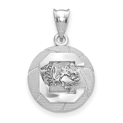 Sterling Silver Rhodium Plated Logoart University Of South Carolina Basketball Pendant