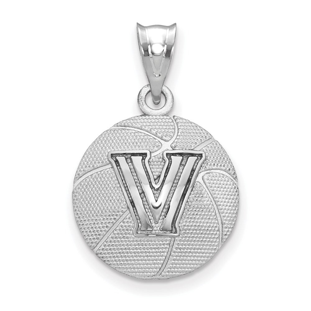 Sterling Silver Rhodium Plated Logoart Villanova University Letter V Basketball Pendant