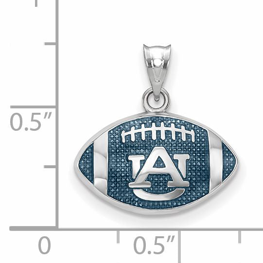 Sterling Silver Rhodium Plated Logoart Auburn University Enameled Football Pendant