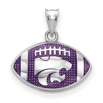 Sterling Silver Kansas State Univ. Wildcat Enameled Football Pendant