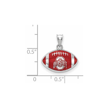 Sterling Silver Rhodium Plated Logoart The Ohio State University Enameled Football Pendant