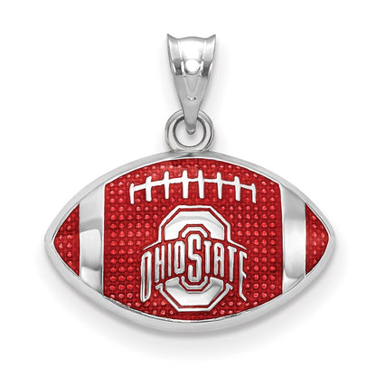 Sterling Silver Rhodium Plated Logoart The Ohio State University Enameled Football Pendant