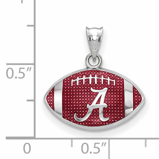 Sterling Silver Rhodium Plated Logoart University Of Alabama Enameled Letter A In Football Pendant