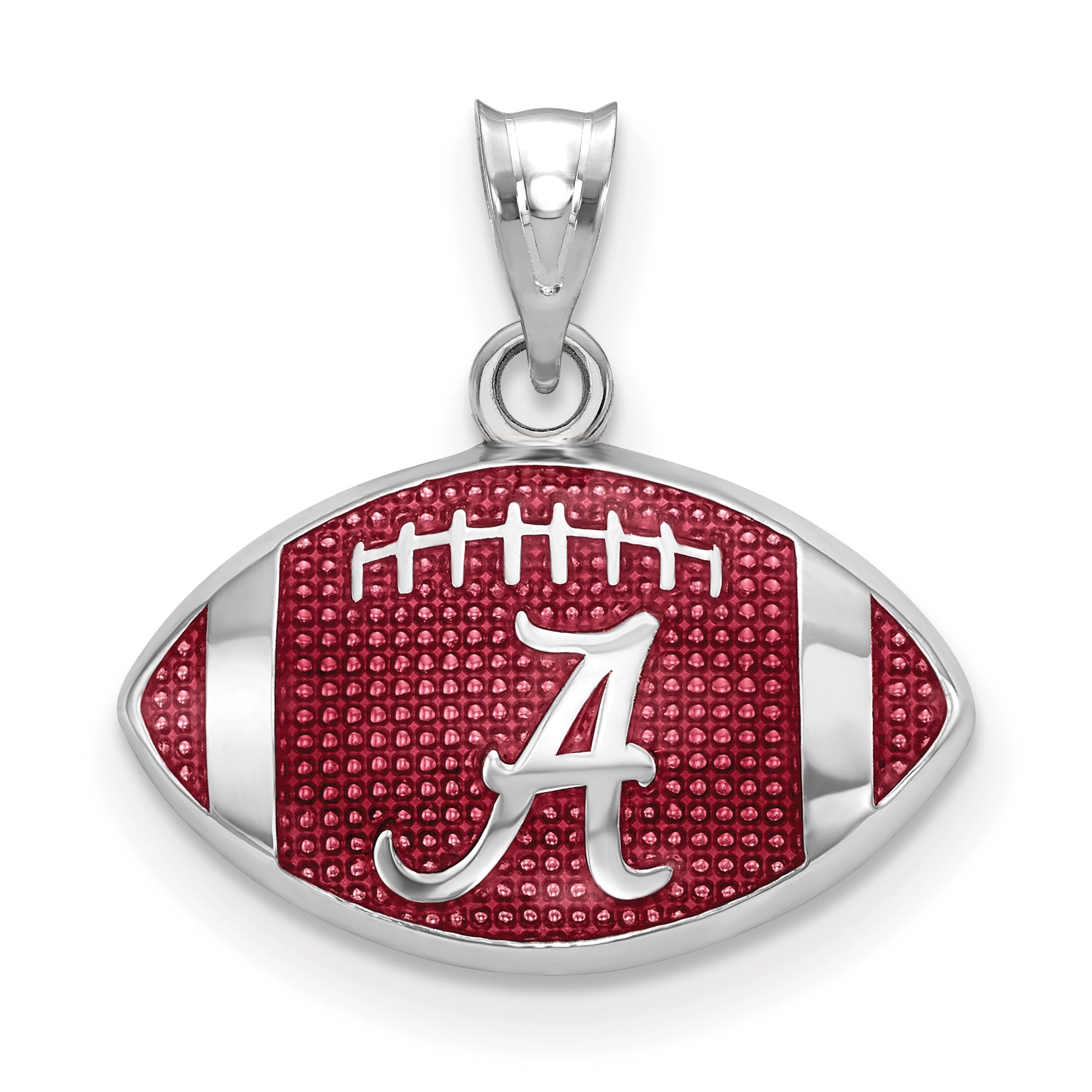 Sterling Silver Rhodium Plated Logoart University Of Alabama Enameled Letter A In Football Pendant