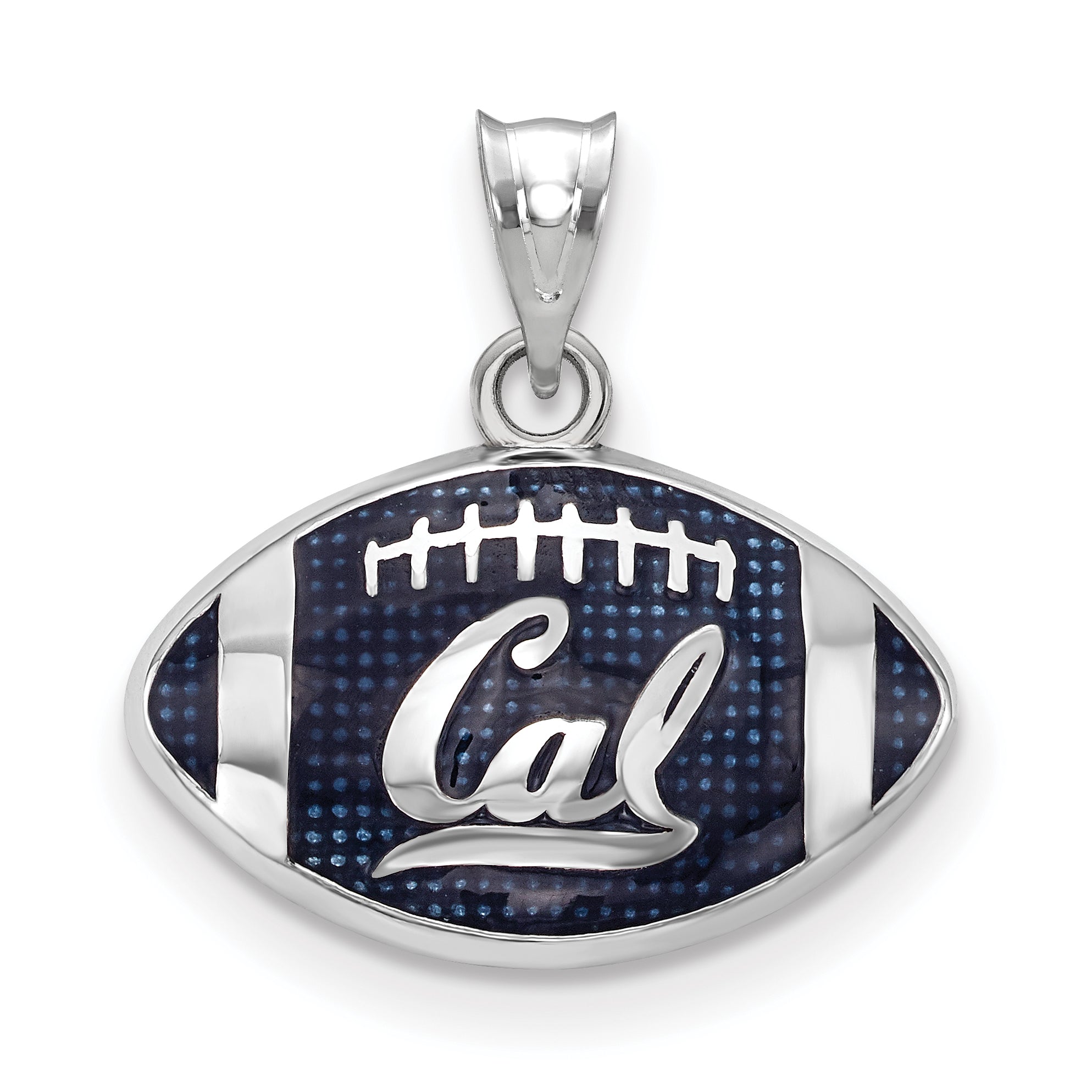 Sterling Silver Rhodium Plated Logoart University Of California Berkeley Enameled Football Pendant