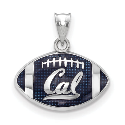 Sterling Silver Rhodium Plated Logoart University Of California Berkeley Enameled Football Pendant
