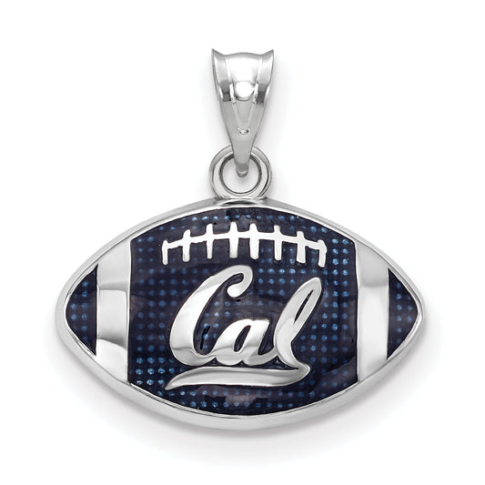 Sterling Silver Rhodium Plated Logoart University Of California Berkeley Enameled Football Pendant
