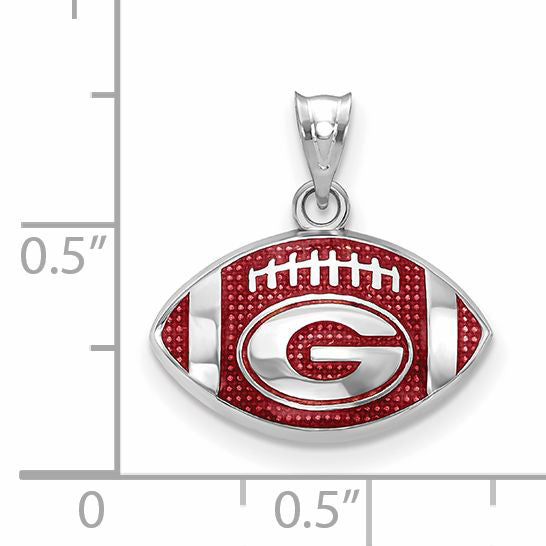 Sterling Silver Rhodium Plated Logoart University Of Georgia Letter G Enameled Football Pendant
