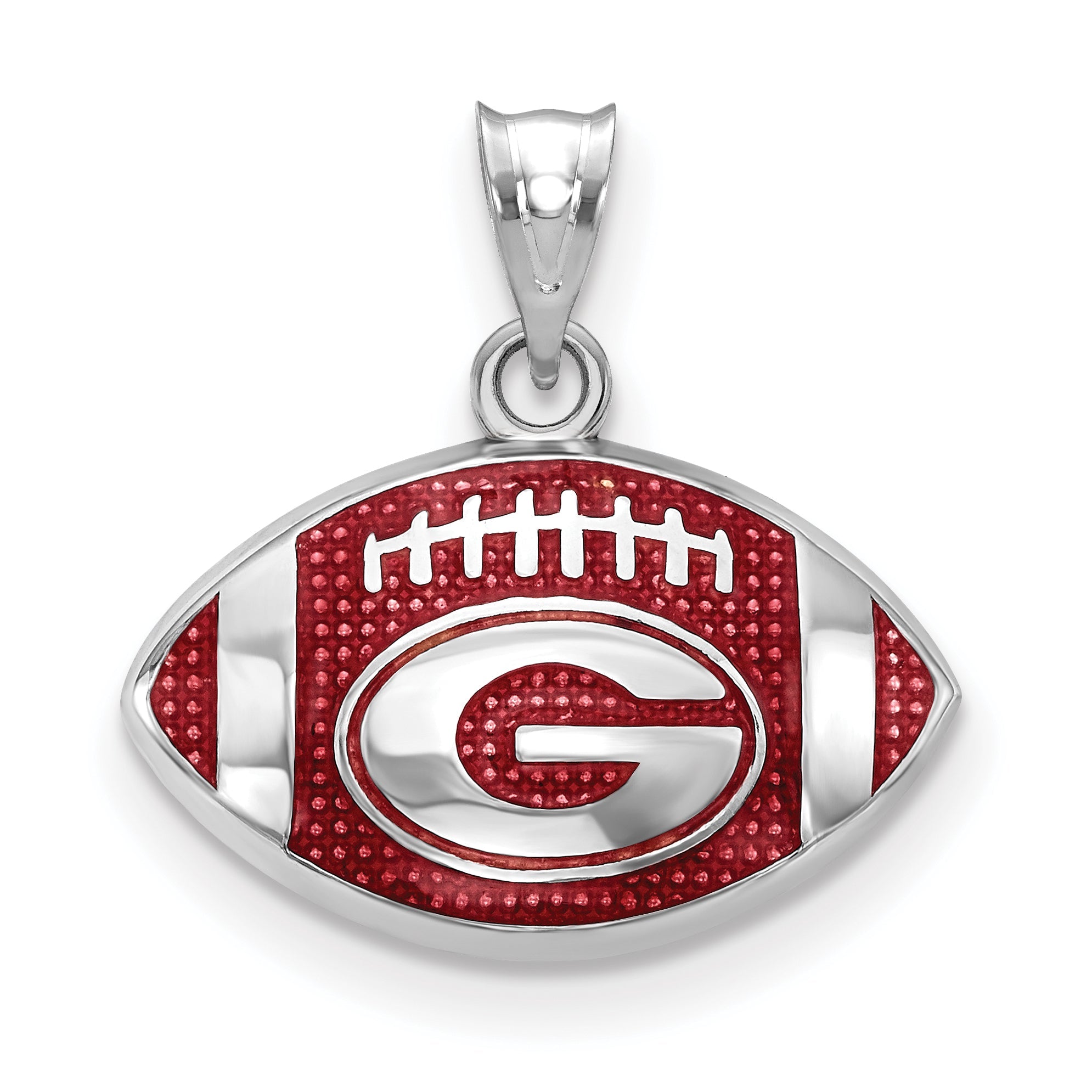 Sterling Silver Rhodium Plated Logoart University Of Georgia Letter G Enameled Football Pendant