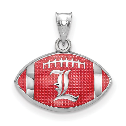 Sterling Silver Rhodium Plated Logoart Univ. Of Louisville Letter L Enameled Football Pendant