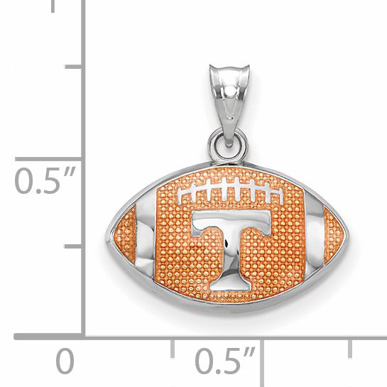 Sterling Silver Rhodium Plated Logoart University Of Tennessee Letter T Enameled Football Pendant