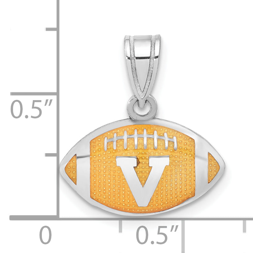 Sterling Silver Rhodium Plated Logoart University Of Virginia Enameled Football Pendant