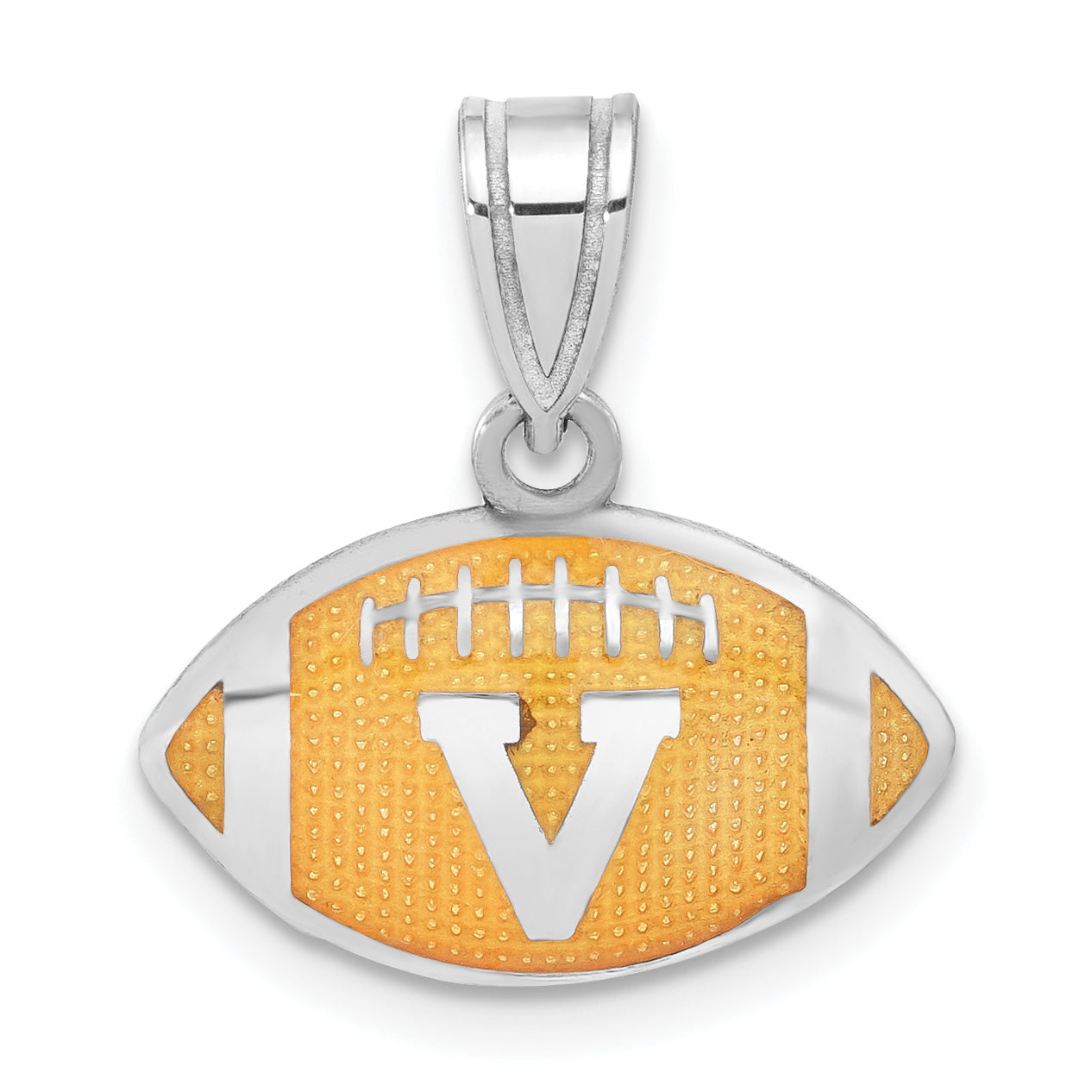 Sterling Silver Rhodium Plated Logoart University Of Virginia Enameled Football Pendant