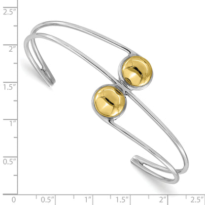 Sterling Silver & Brass Polished Bead Cuff Bracelet