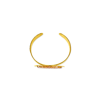 Sterling Silver Gold Tone Textured Champagne Crystal Oval Bangle