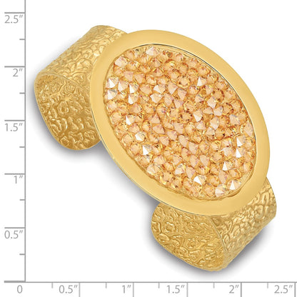 Sterling Silver Gold Tone Textured Champagne Crystal Oval Bangle