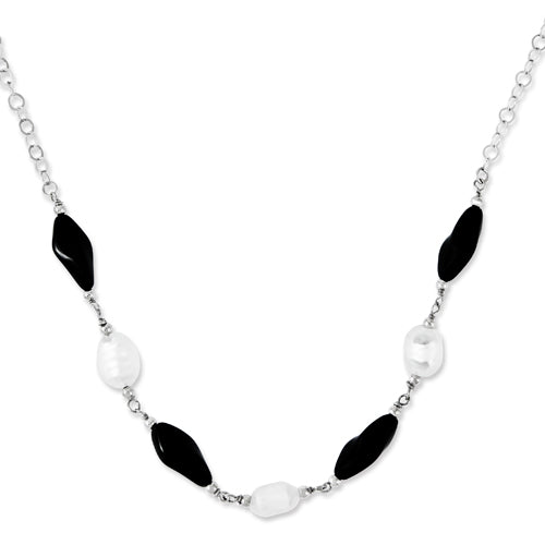Sterling Silver 24' Polished Link Stones Necklace