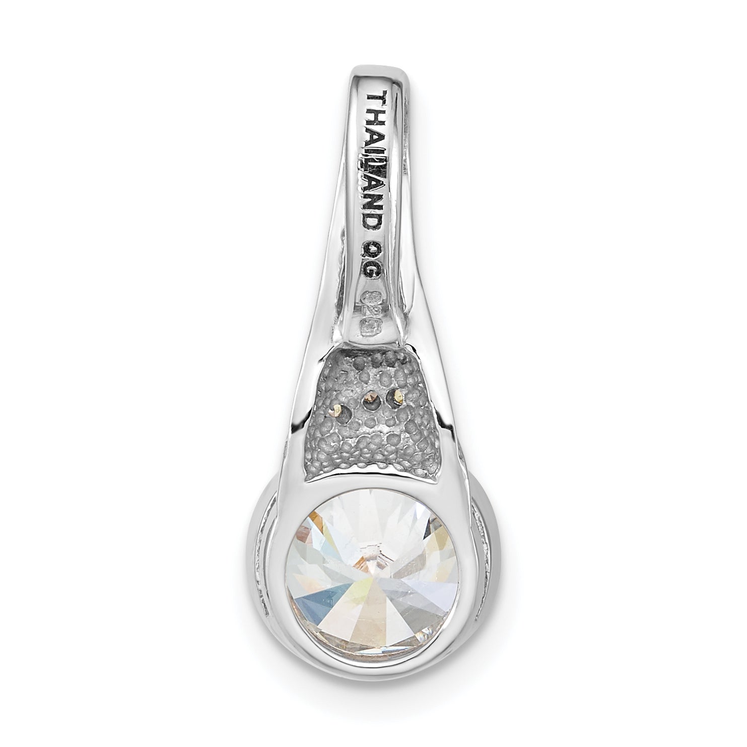 Sterling Silver Rhodium Plated Cz And Peridot Pendant